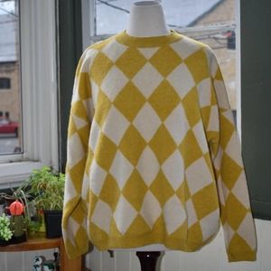 QED London yellow argyle sweater
